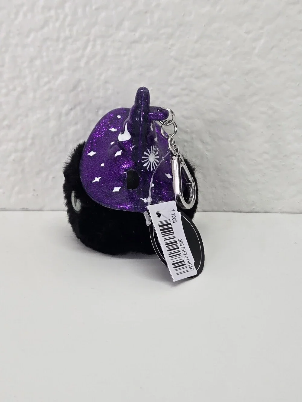 Bath & Body Works Glow in the Dark Black Cat Pom Pocket Bac Holder Keychain NWT